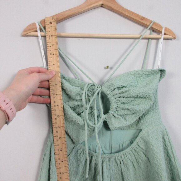 Sabo Odin Halter Cutout Mini Dress Small Mint Crinkle Texture Strappy Summer 242 - Picture 9 of 10